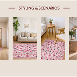 Ultra Soft Area Rug, Non Slip, Stain Resistant, Washable Area Rugs for Living Room, Bedroom, Charming Pastel Floral Elegance(Pink)