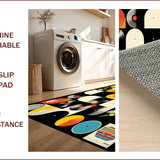 Ultra Soft Area Rug, Non Slip, Stain Resistant, Washable Area Rugs for Living Room, Bedroom, Retro Monochrome Circular Pattern(Black)