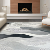 Ultra Soft Area Rug, Non Slip, Stain Resistant, Washable Area Rugs for Living Room, Bedroom, Dynamic Silver-Black Swirl Patterns(Gray)