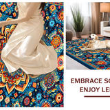 Ultra Soft Area Rug, Non Slip, Stain Resistant, Washable Area Rugs for Living Room, Bedroom, Chic Vintage-Inspired Tiled Arrangement(Blue)