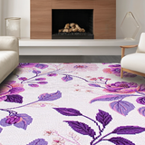 Ultra Soft Area Rug, Non Slip, Stain Resistant, Washable Area Rugs for Living Room, Bedroom, Cozy Vibrant Garden Influence(Purple)
