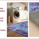 Ultra Soft Area Rug, Non Slip, Stain Resistant, Washable Area Rugs for Living Room, Bedroom, Elegant Light Blue Floral Motif(Blue)