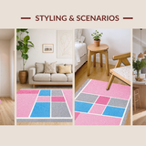 Ultra Soft Area Rug, Non Slip, Stain Resistant, Washable Area Rugs for Living Room, Bedroom, Whimsical Gray and Pink Design(Pink)