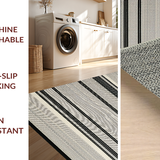 Ultra Soft Area Rug, Non Slip, Stain Resistant, Washable Area Rugs for Living Room, Bedroom, Elegant Earthy Toned Linear Motif(Gray)