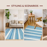 Ultra Soft Area Rug, Non Slip, Stain Resistant, Washable Area Rugs for Living Room, Bedroom, Distinctive Casual Harmony Design(Blue)