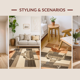 Ultra Soft Area Rug, Non Slip, Stain Resistant, Washable Area Rugs for Living Room, Bedroom, Elegant Nature Motif with Warm Tones(Brown)