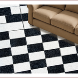 Ultra Soft Area Rug, Non Slip, Stain Resistant, Washable Area Rugs for Living Room, Bedroom, Modern Faux Wool Checkerboard(Black)