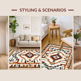 Ultra Soft Area Rug, Non Slip, Stain Resistant, Washable Area Rugs for Living Room, Bedroom, Elegant Southwest Tiled Motif(Beige)