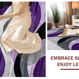 Ultra Soft Area Rug, Non Slip, Stain Resistant, Washable Area Rugs for Living Room, Bedroom, Luxurious Purple Grey Flowing Patterns(Purple)