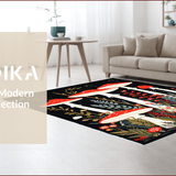 Ultra Soft Area Rug, Non Slip, Stain Resistant, Washable Area Rugs for Living Room, Bedroom, Nature-Inspired Black Aesthetic(Red)
