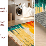 Ultra Soft Area Rug, Non Slip, Stain Resistant, Washable Area Rugs for Living Room, Bedroom, Elegant Earthy Tones Design(Orange)