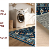 Ultra Soft Area Rug, Non Slip, Stain Resistant, Washable Area Rugs for Living Room, Bedroom, Rustic Watercolor Geometric Design(Blue)