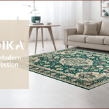 Ultra Soft Area Rug, Non Slip, Stain Resistant, Washable Area Rugs for Living Room, Bedroom, Eclectic Green Floral Arrangement(Green)