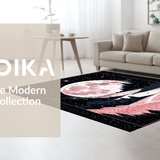 Ultra Soft Area Rug, Non Slip, Stain Resistant, Washable Area Rugs for Living Room, Bedroom, Celestial Floral Abstract Composition(Pink)