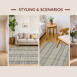Ultra Soft Area Rug, Non Slip, Stain Resistant, Washable Area Rugs for Living Room, Bedroom, Timeless Vintage Patterned Geometry(Beige)