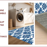 Ultra Soft Area Rug, Non Slip, Stain Resistant, Washable Area Rugs for Living Room, Bedroom, High-Low Floral Outdoor(Blue)