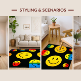 Ultra Soft Area Rug, Non Slip, Stain Resistant, Washable Area Rugs for Living Room, Bedroom, Charming Educational Playful Motif(Yellow)