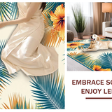 Ultra Soft Area Rug, Non Slip, Stain Resistant, Washable Area Rugs for Living Room, Bedroom, Lively Cream Orange Botanical Design(Orange)
