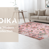 Ultra Soft Area Rug, Non Slip, Stain Resistant, Washable Area Rugs for Living Room, Bedroom, Rustic Elegant Blush Green Motif(Pink)