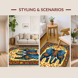 Ultra Soft Area Rug, Non Slip, Stain Resistant, Washable Area Rugs for Living Room, Bedroom, Artful Symmetrical Trellis Layout(Gold)