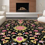 Ultra Soft Area Rug, Non Slip, Stain Resistant, Washable Area Rugs for Living Room, Bedroom, Vibrant Pink and Black Trellis Style(Black)