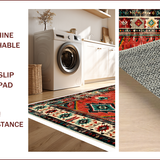 Ultra Soft Area Rug, Non Slip, Stain Resistant, Washable Area Rugs for Living Room, Bedroom, Southwest Aesthetic Bedroom Area Rug with Rubber Backing(Red)