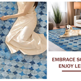 Ultra Soft Area Rug, Non Slip, Stain Resistant, Washable Area Rugs for Living Room, Bedroom, Artistic Bow Carpet(Blue)