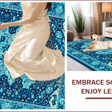 Ultra Soft Area Rug, Non Slip, Stain Resistant, Washable Area Rugs for Living Room, Bedroom, Vintage Distressed Jungle Entryway Stain-Resistant Carpet(Blue)