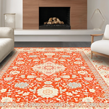 Ultra Soft Area Rug, Non Slip, Stain Resistant, Washable Area Rugs for Living Room, Bedroom, Luxurious Minimalist Tiled Arrangement(Orange)