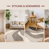 Ultra Soft Area Rug, Non Slip, Stain Resistant, Washable Area Rugs for Living Room, Bedroom, Sleek Minimalist Tiled Design(Beige)
