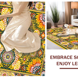 Ultra Soft Area Rug, Non Slip, Stain Resistant, Washable Area Rugs for Living Room, Bedroom, Vibrant Circular Mandala Motif(Yellow)