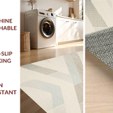 Ultra Soft Area Rug, Non Slip, Stain Resistant, Washable Area Rugs for Living Room, Bedroom, Contemporary Neutral Herringbone Pattern(Beige)