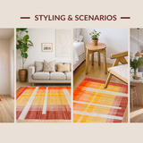 Ultra Soft Area Rug, Non Slip, Stain Resistant, Washable Area Rugs for Living Room, Bedroom, Artful Bright Tiled Composition(Orange)