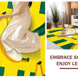 Ultra Soft Area Rug, Non Slip, Stain Resistant, Washable Area Rugs for Living Room, Bedroom, Fun Eclectic Kitchen Aesthetic(Yellow)