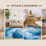 Ultra Soft Area Rug, Non Slip, Stain Resistant, Washable Area Rugs for Living Room, Bedroom, Contemporary Cool Hue Arrangement(Blue)