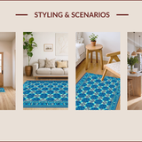 Ultra Soft Area Rug, Non Slip, Stain Resistant, Washable Area Rugs for Living Room, Bedroom, Vintage Blue Geometric Living Room Rug Washable(Blue)