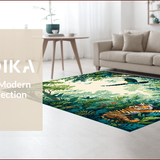 Ultra Soft Area Rug, Non Slip, Stain Resistant, Washable Area Rugs for Living Room, Bedroom, Charming Animal Print Wonderland(Green)