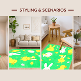 Ultra Soft Area Rug, Non Slip, Stain Resistant, Washable Area Rugs for Living Room, Bedroom, Lighthearted Cartoon Animal Theme(Green)