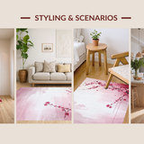Ultra Soft Area Rug, Non Slip, Stain Resistant, Washable Area Rugs for Living Room, Bedroom, Whimsical Soft Pink Floral Accents(Pink)