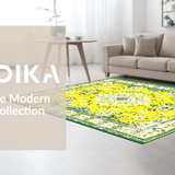 Ultra Soft Area Rug, Non Slip, Stain Resistant, Washable Area Rugs for Living Room, Bedroom, Playful Soft Toned Medallion Style(Yellow)