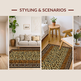 Ultra Soft Area Rug, Non Slip, Stain Resistant, Washable Area Rugs for Living Room, Bedroom, Chic Animal Print Fusion Style(Beige)