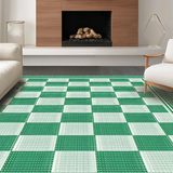 Ultra Soft Area Rug, Non Slip, Stain Resistant, Washable Area Rugs for Living Room, Bedroom, Rustic Modernist Checkered Appeal(Green)