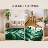 Ultra Soft Area Rug, Non Slip, Stain Resistant, Washable Area Rugs for Living Room, Bedroom, Serene Forest Landscape Visual Appeal(Green)