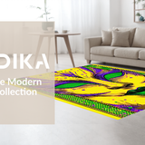 Ultra Soft Area Rug, Non Slip, Stain Resistant, Washable Area Rugs for Living Room, Bedroom, Elegant Purple and Green Fusion(Yellow)