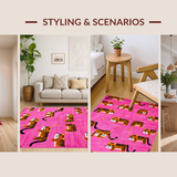 Ultra Soft Area Rug, Non Slip, Stain Resistant, Washable Area Rugs for Living Room, Bedroom, Cheerful Cartoon Animal Plush Rug(Pink)
