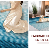 Ultra Soft Area Rug, Non Slip, Stain Resistant, Washable Area Rugs for Living Room, Bedroom, Stripe Patterned Outdoor Porch Mat(Blue)