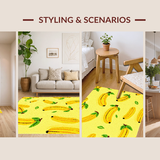 Ultra Soft Area Rug, Non Slip, Stain Resistant, Washable Area Rugs for Living Room, Bedroom, Vivid Tropical Banana Motif(Yellow)