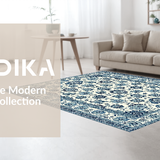 Ultra Soft Area Rug, Non Slip, Stain Resistant, Washable Area Rugs for Living Room, Bedroom, Charming Blue Botanical Illustration(White)