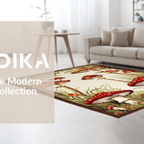 Ultra Soft Area Rug, Non Slip, Stain Resistant, Washable Area Rugs for Living Room, Bedroom, Eclectic Earthy Toned Fungi Design(Brown)