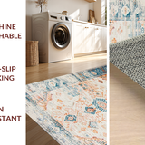 Ultra Soft Area Rug, Non Slip, Stain Resistant, Washable Area Rugs for Living Room, Bedroom, Sophisticated Neutral Floral Aesthetic(Orange)